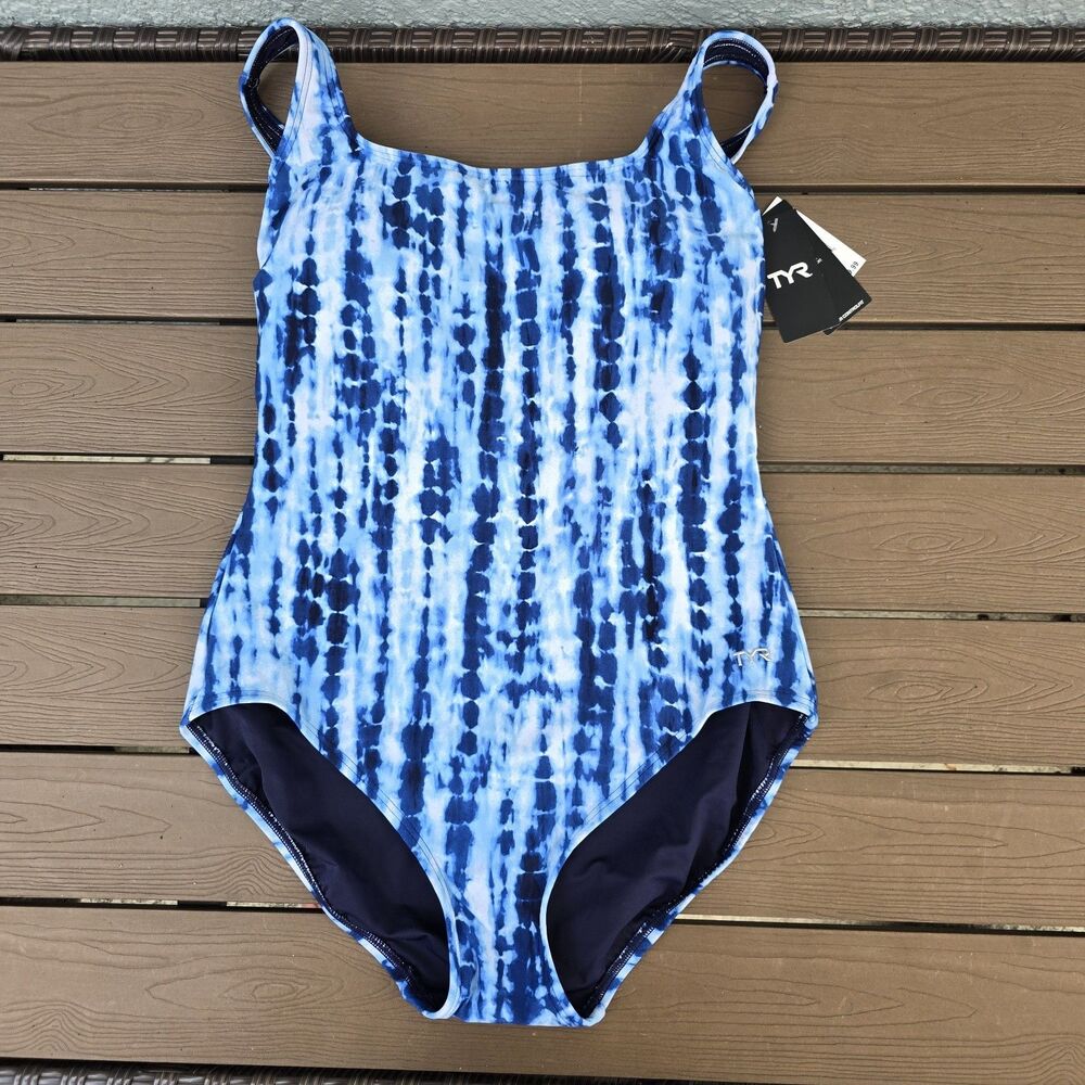 TYR Women's Durafast Ophidian Scoop Neck Controlfit One Piece Swim Sz 14 New